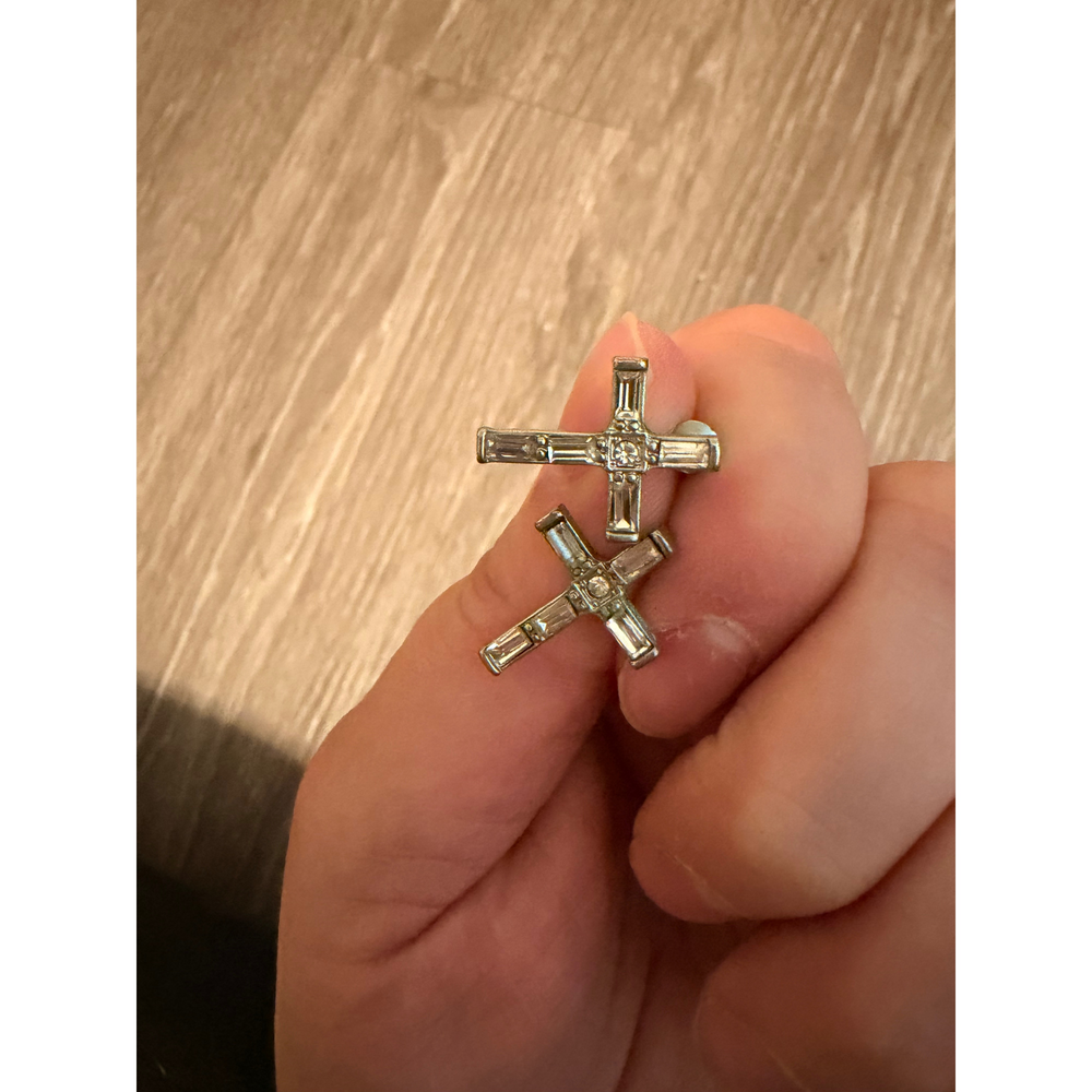 Unkown Brand New Sterling Silver Cross Earrings in Brown